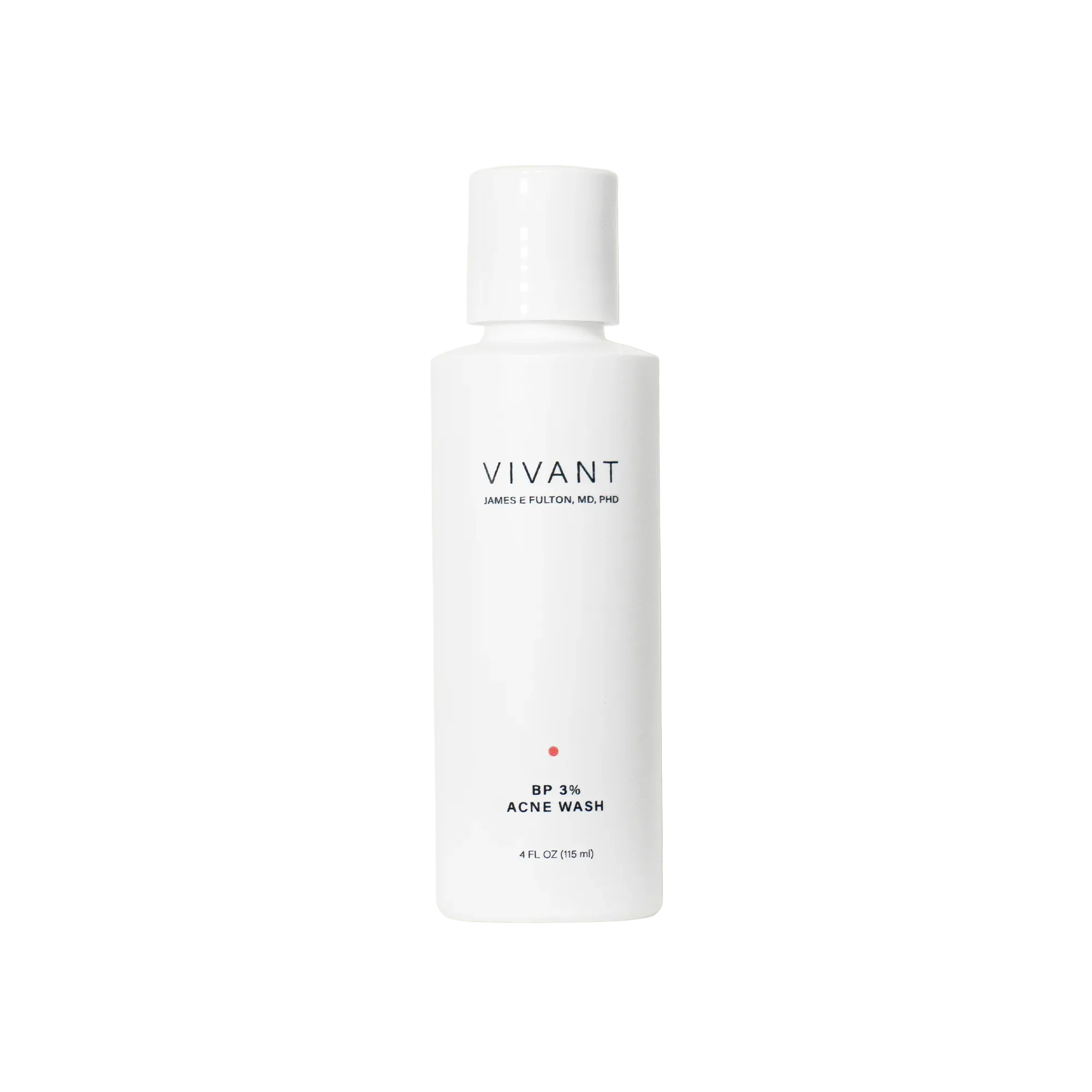 A white bottle of VIVANT BP 3% Acne Wash 